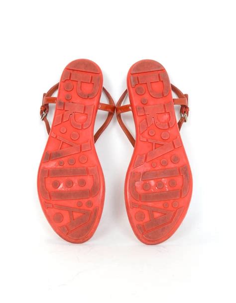 prada t strap sandals orange|Prada leather sandals.